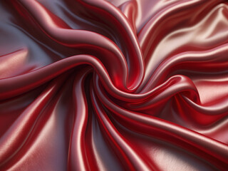Fototapeta premium A hyperrealistic close-up of luxurious red silk fabric with elegant folds and smooth textures.