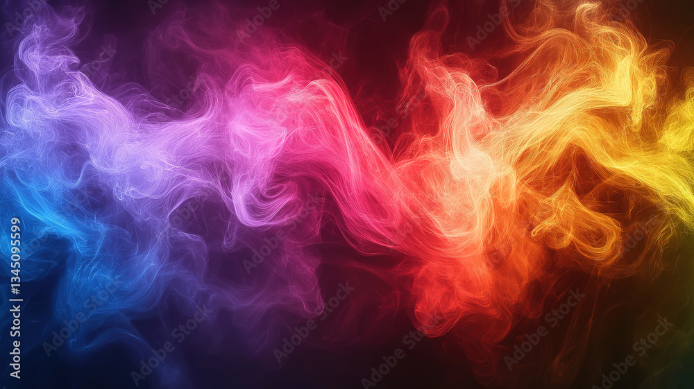 Wall mural vibrant and dynamic visual effect with colorful powder bursts and soft gradient contrast