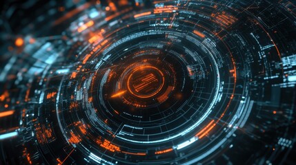 Fototapeta premium Advanced cyber defense with a futuristic security shield blocking hacking attempts.