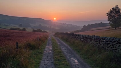 Sunrise over a rural path