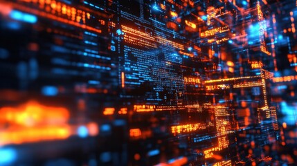 AI-driven software development interface with futuristic coding display.