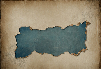 weathered paper texture with torn edges and faded ink stains