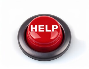 Red panic button with help text for emergency assistance and urgent alerts