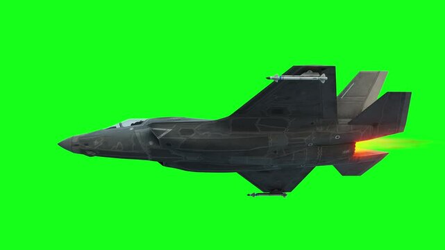 Military fighter jet F-35. green screen isolate.