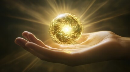 A glowing energy sphere floating above an open palm, symbolizing innovation and creativity.