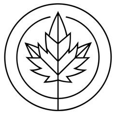 a detailed outline of a maple leaf inside a circle, perfect for design and branding vector illustration