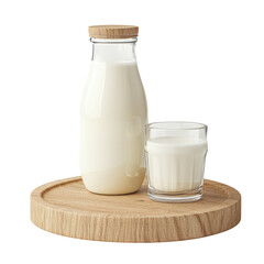 Milk Bottle Glass Wooden Round