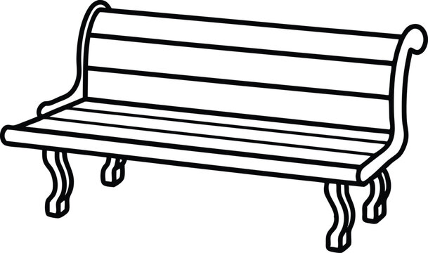 recommend clip art: bench outline coloring book page, park bench line art vector