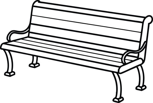 recommend clip art: bench outline coloring book page, park bench line art vector