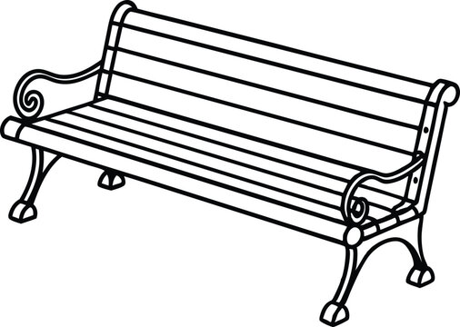 recommend clip art: bench outline coloring book page, park bench line art vector