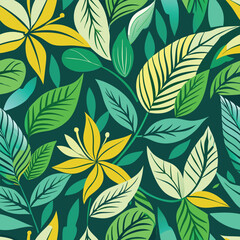 Seamless Floral Line Art Pattern with Abstract Botanical Elements