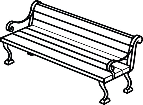 recommend clip art: bench outline coloring book page, park bench line art vector