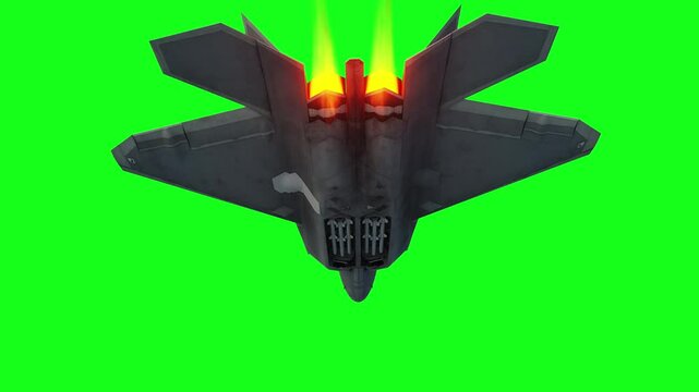 Military fighter jet F-22. green screen isolate.