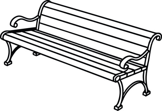 recommend clip art: bench outline coloring book page, park bench line art vector