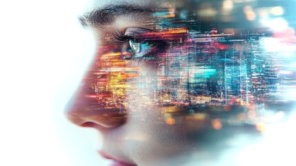 Vision of the future merging with technology in a vibrant urban landscape