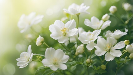 Fototapeta premium A close-up of delicate white flowers with soft,