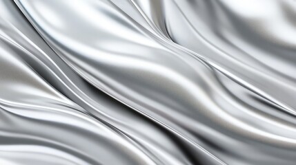 Holographic Chrome Gradient Background with Iridescent Liquid Metal Waves – Luxurious Silver Silk for a Futuristic and Modern Design