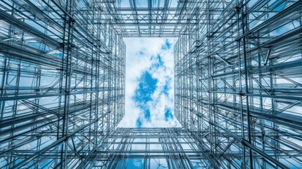 Heavy-duty warehouse construction with a reinforced metal framework.