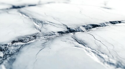 Obraz premium Close-up of cracked white surface with grey veins, abstract texture.