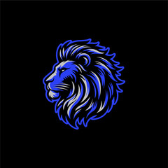 blue and black head lion vector