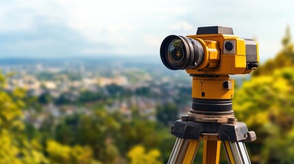 A land surveying station overlooking a vast empty landscape, ready for geospatial analysis.