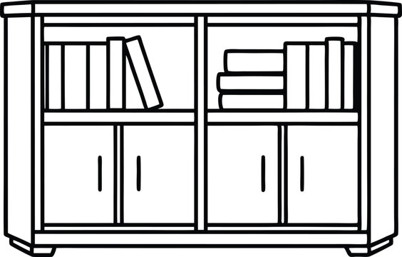 recommend clip art: bookcase outline coloring book page,bookcase line art vector