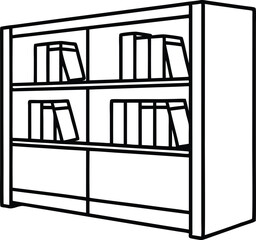 bookcase outline coloring book page,bookcase line art vector