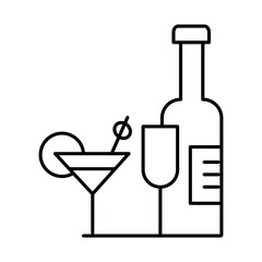 Bar – Hotel Lounge Offering Drinks and Cocktails with Editable Stroke