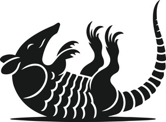 Armadillo lying on its back vector silhouette