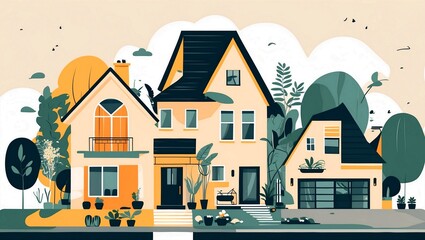 Cozy suburban homes embracing community and peacefulness