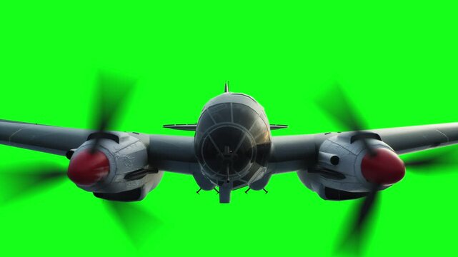 Heinkel He 111. German airliner and medium bomber. World War II. Green screen isolate.