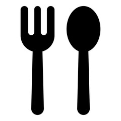 Spoon and fork glyph solid icon