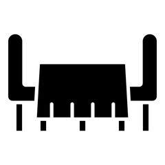 Restaurant table and chairs glyph solid icon