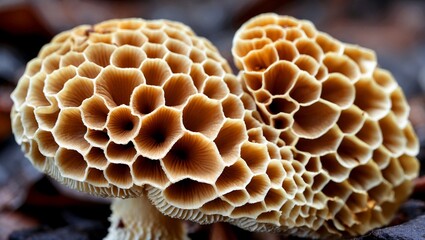 Distinctively patterned morel mushroom with honeycomb texture