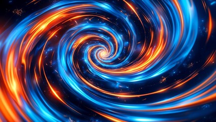 Obraz premium Dynamic blue and orange swirl in cosmic motion