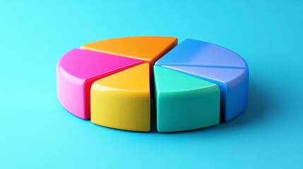 Obraz premium Colorful 3D Pie Chart on Blue Background