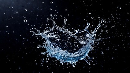Dynamic water splash against dramatic black background