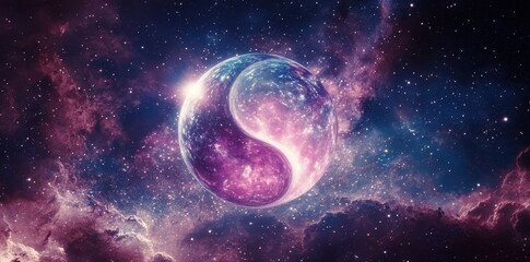 Obraz premium A Cosmic Yin Yang Symbol Surrounded By The Nebula