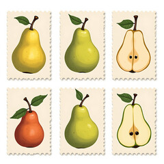 retro pear stamp collection