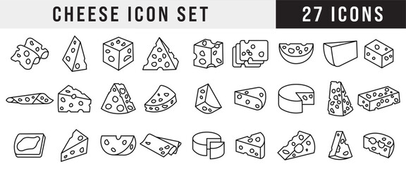Cheese and Dairy Product Symbols Icon Set, Food and Beverage Icons, Cheese Block Illustration, Cheddar Icons, Mozzarella Graphics, Swiss Cheese Vector, Flat Cheese Icons, Gourmet Cheese Symbols