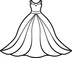 bridal dress outline vector,bridal dress outline coloring book page