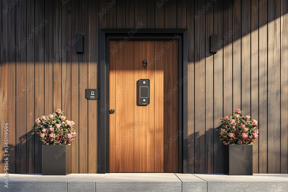 Leinwandbilder modern entryway features smart lock and video doorbell for enhanced home security and convenience ge