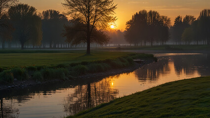 sunrise over the river