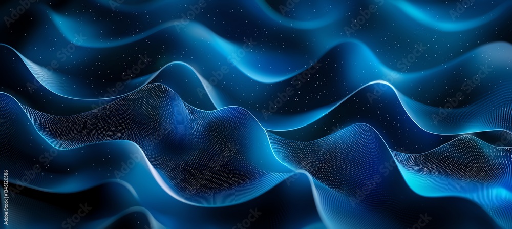 Poster an abstract image showcasing flowing blue waves that create a sense of motion and depth. ideal for b