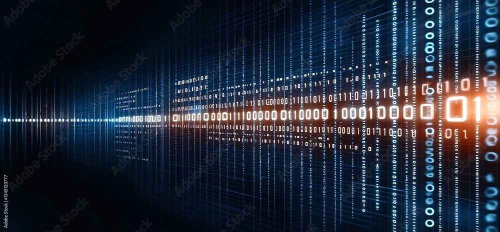 Aufkleber an abstract representation of digital data flow with binary code symbols. this illustration signifie