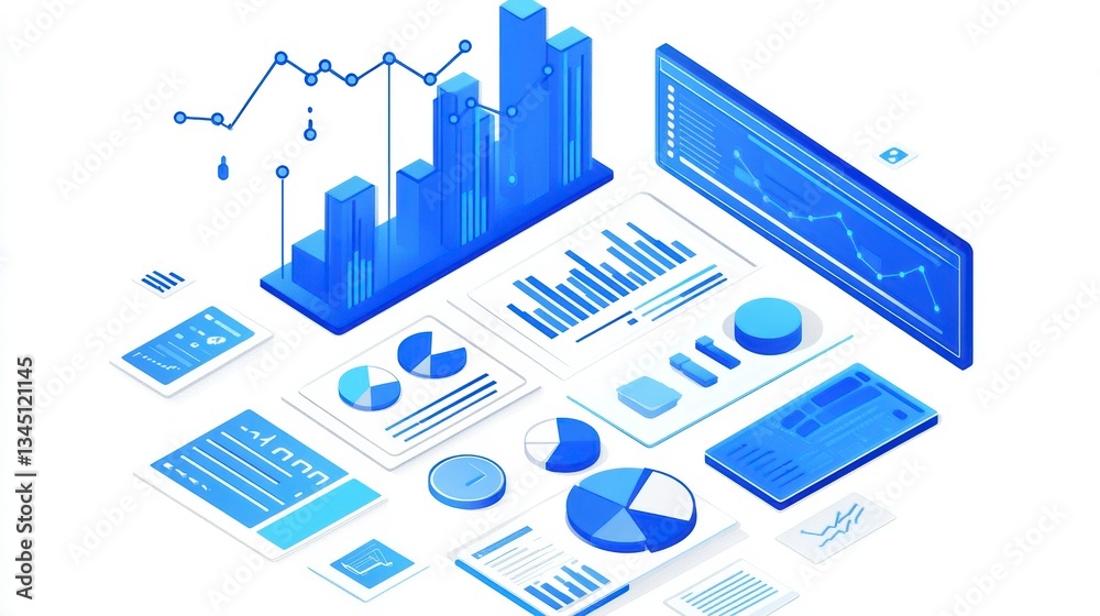 Aufkleber Abstract data visualization showing graphs and charts. Possible use Business presentation, data analysis concept