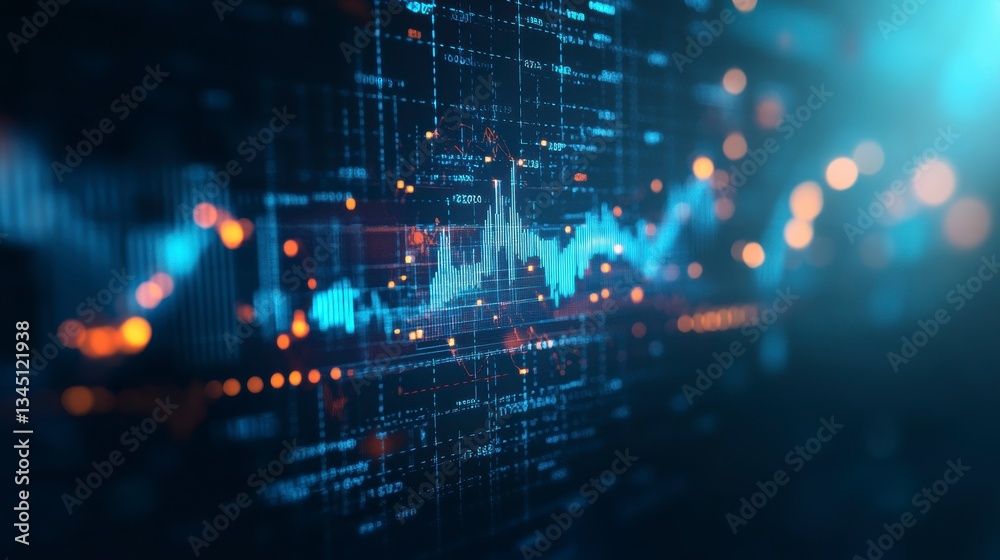 Aufkleber abstract financial data on screen, showing growth trends. possible use stock photo for business/fina