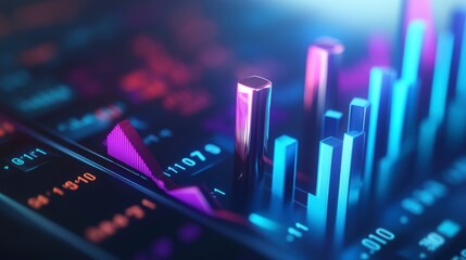 Financial data graph, rising trends, digital display