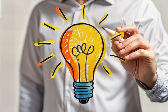 social media graphic web design inspiration video maker businessman blurred background drawing lightbulb sketch concept dise&ntilde;o web inspiraci&oacute;n empresario fondo borroso dibujo bombilla boceto concepto