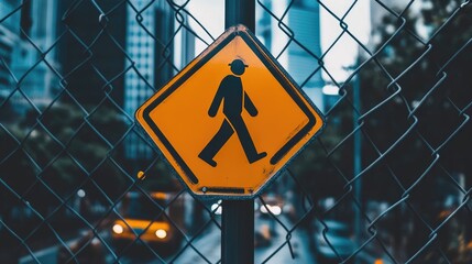 A weatherproof safety instruction sign posted on a metal fence at a job site.